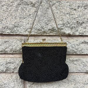 Antique Elegant Du-Val Black Beaded Evening Bag
